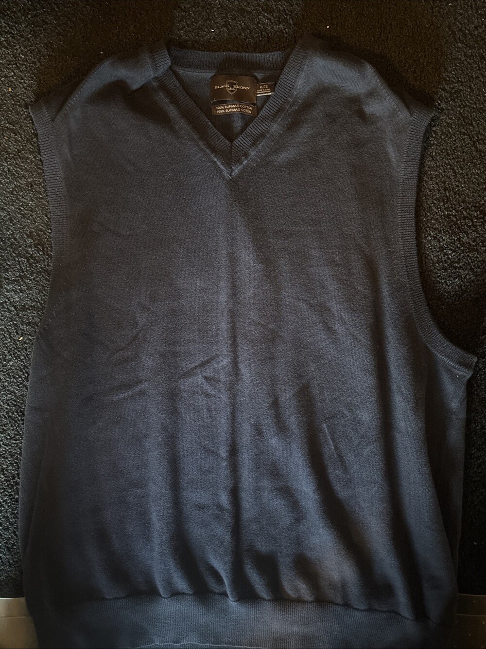 Black Brown 1826 Mens Sleeveless V Neck Sweater Vest Blue Size XL